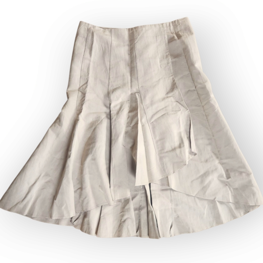 Paul & Joe Beige Asymmetrical Wrap Skirt Linen Cotton Made In France Size 40